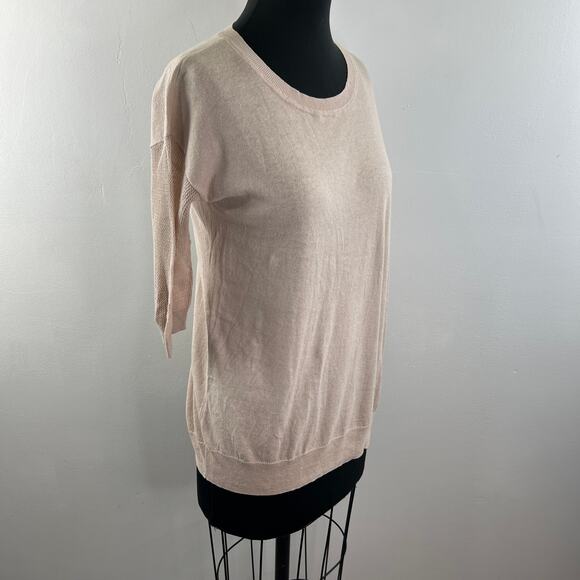 ALLSAINTS Beige Linen Cotton Half Sleeve Cast Jumper Sweater Top Size M NEW - Picture 3 of 8